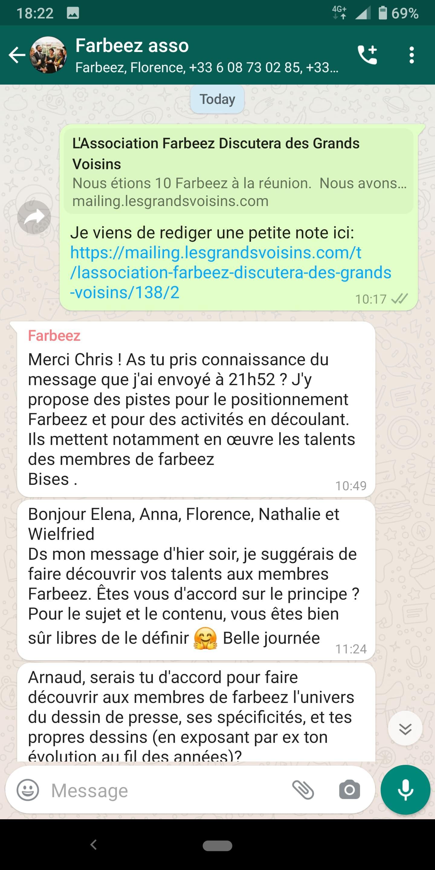 L’Association Farbeez Discutera des Grands Voisins